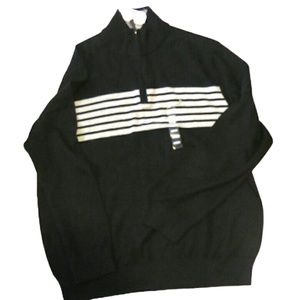 Nautica Men's True Black Stripes Half Zip Sweater XL